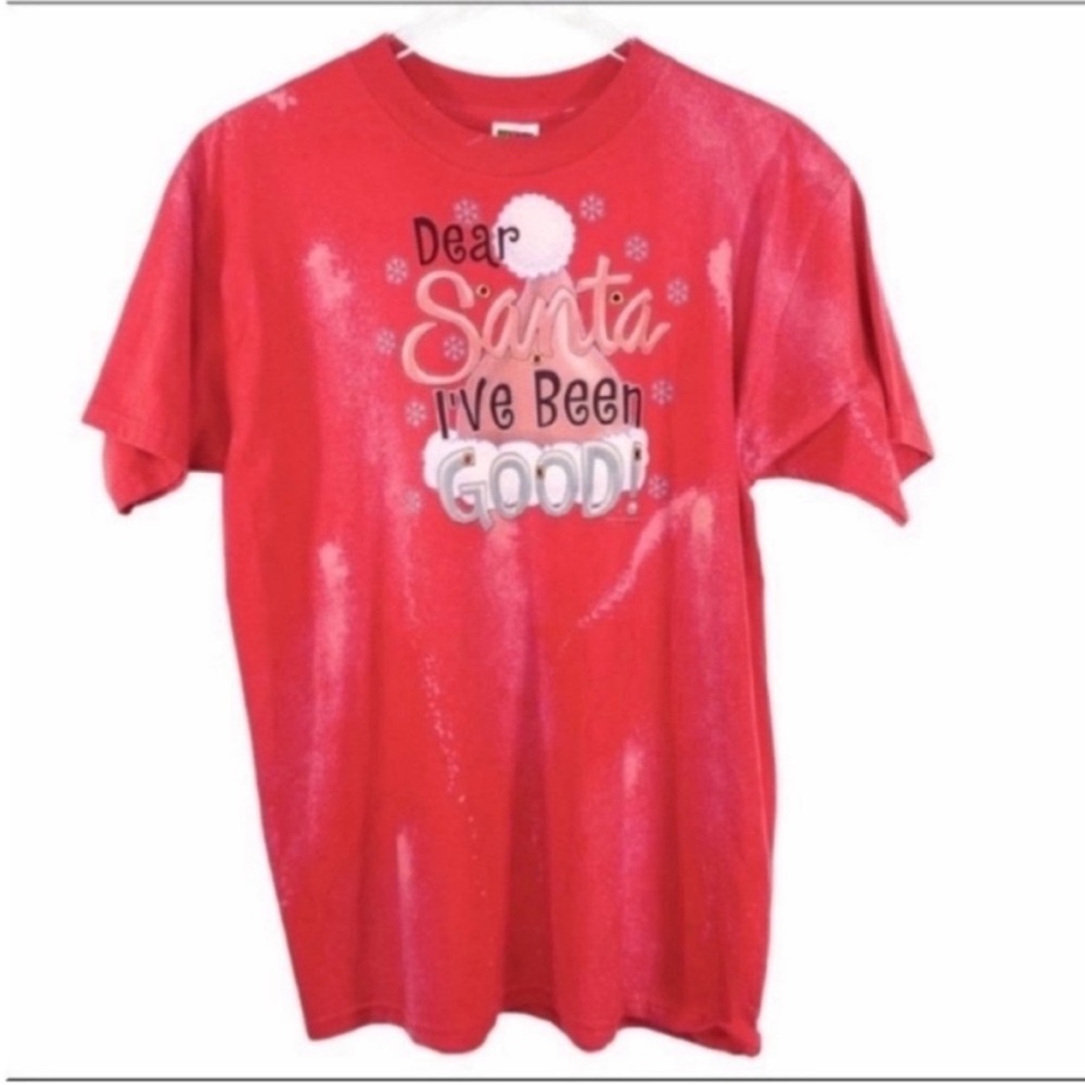 Dear Santa I’ve Been Good tie dye T-shirt L red